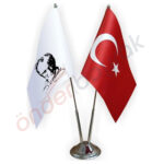 15x22.5 Atatürk Masa Bayrağı  İkili Takım