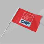 50x75 Raşel Sopalı CHP Bayrağı Kırmızı - Görsel 2