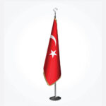 Telalı - Türk Makam Bayrağı Simli (Krom Direkli)